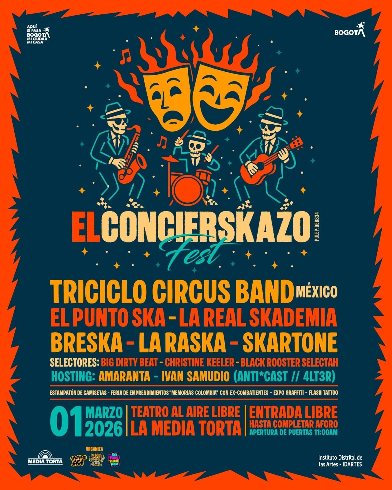 La Media Torta será escenario de 8 horas de fiesta ska el domingo 1 de marzo.