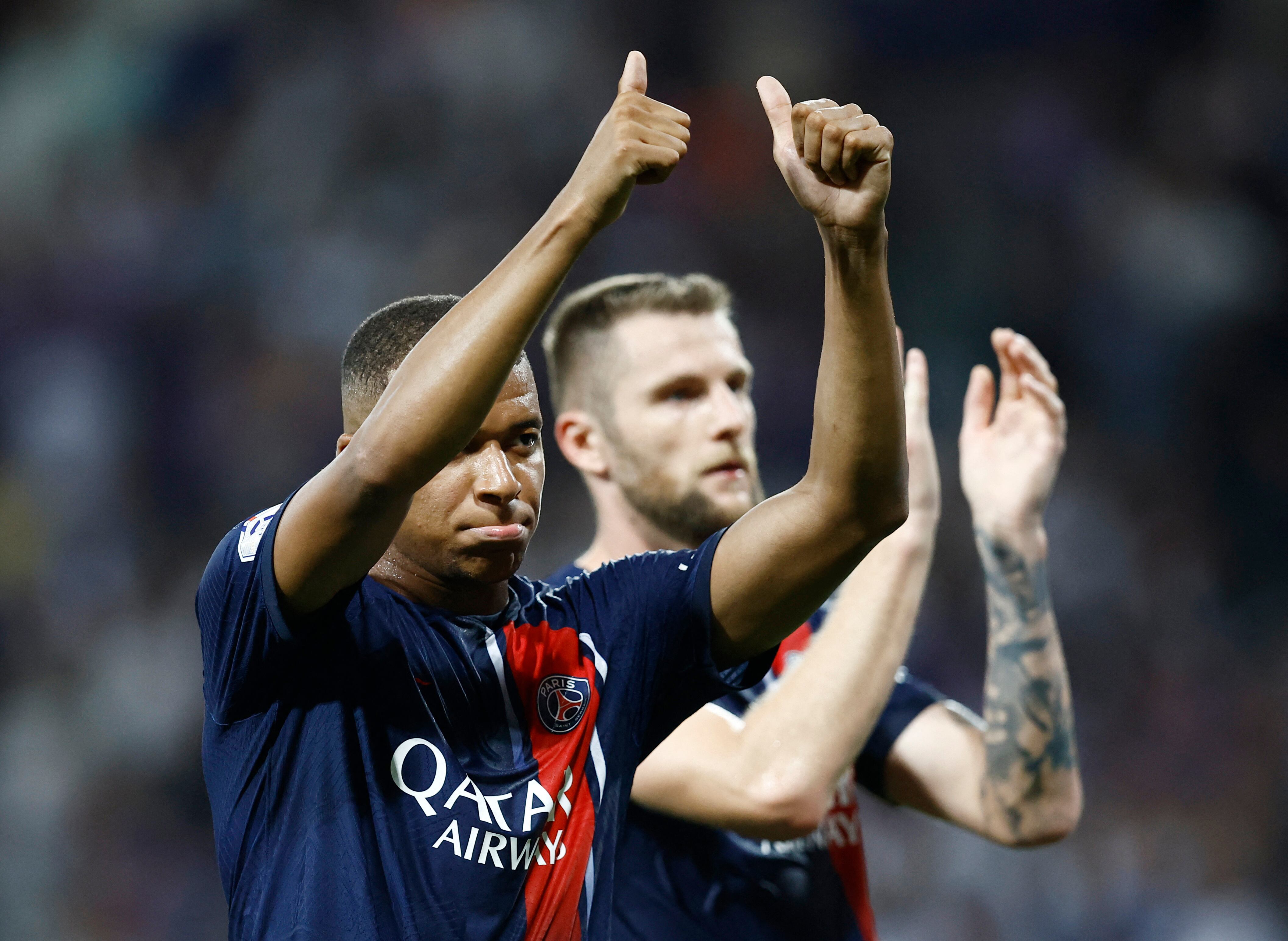 Soccer Football - France - Ligue 1 - Toulouse v Paris St Germain - Stadium Municipal de Toulouse, Toulouse, France - August 19, 2023 Paris St Germain's Kylian Mbappe reacts after the match REUTERS/Stephane Mahe