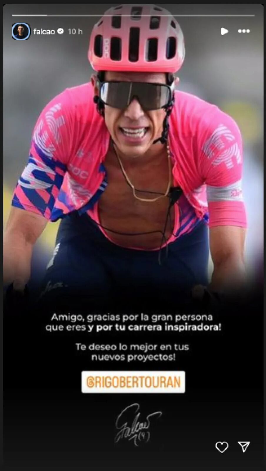 Este fue el mensaje que le escribió Falcao a su gran amigo.