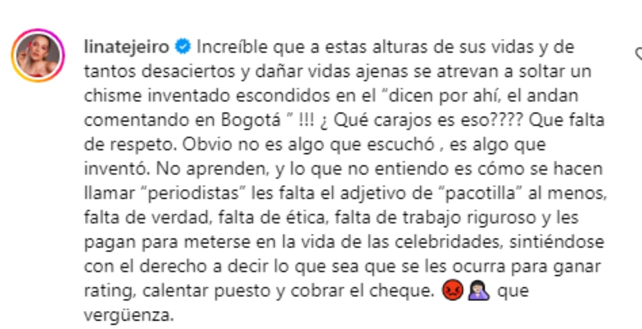 Este fue el mensaje de Tejeiro.