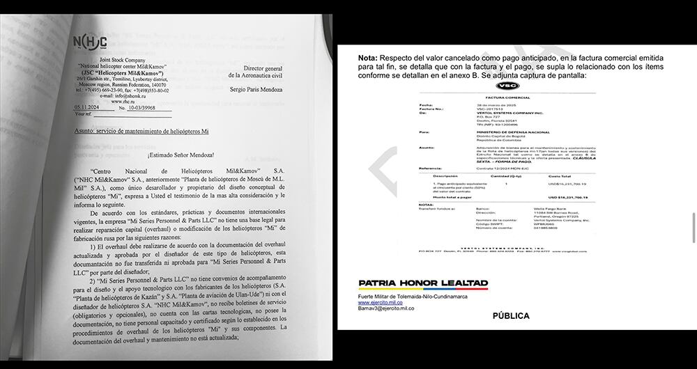 Pese a las alertas, el Ministerio de Defensa, en ese momento en cabeza de Iván Velásquez, dio luz verde para que se hiciera una contratación directa con Vertol con el afán de poner a volar cuanto antes los MI-17.