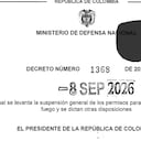 El decreto del Gobierno modificando el porte de armas en Colombia, acompañado de una silueta negra de una pistola