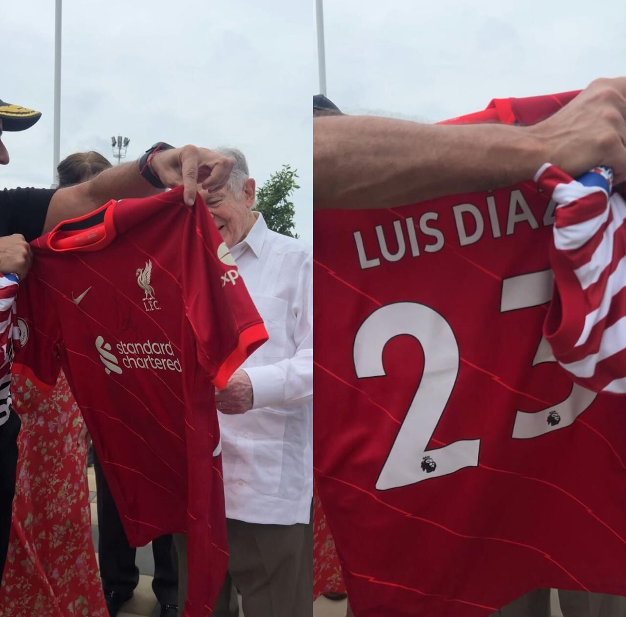 La camisa del Liverpool que le regaló Luis Díaz al empresario Luis Carlos Sarmiento Angulo.
