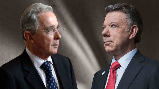 Los expresidentes Álvaro Uribe y Juan Manuel Santos