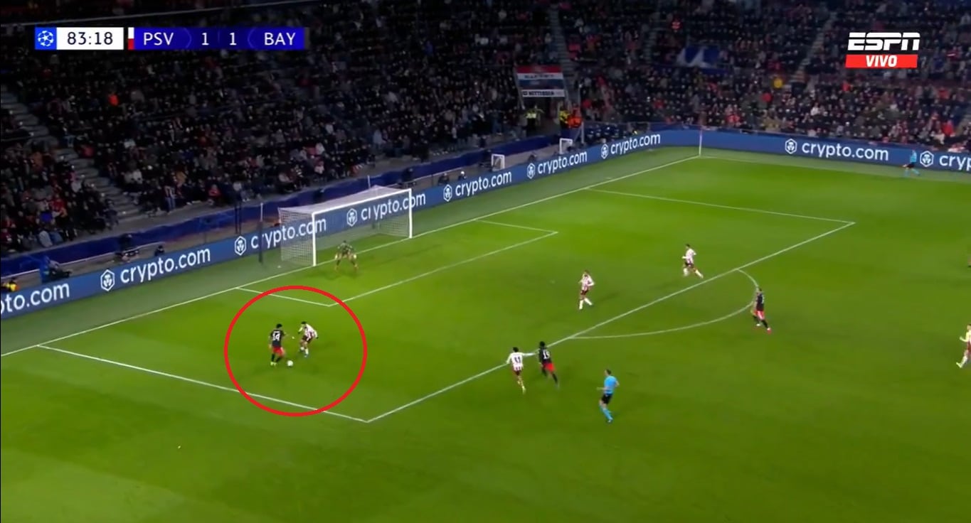 Momento de la asistencia de Luis Díaz que salvó al Bayern.