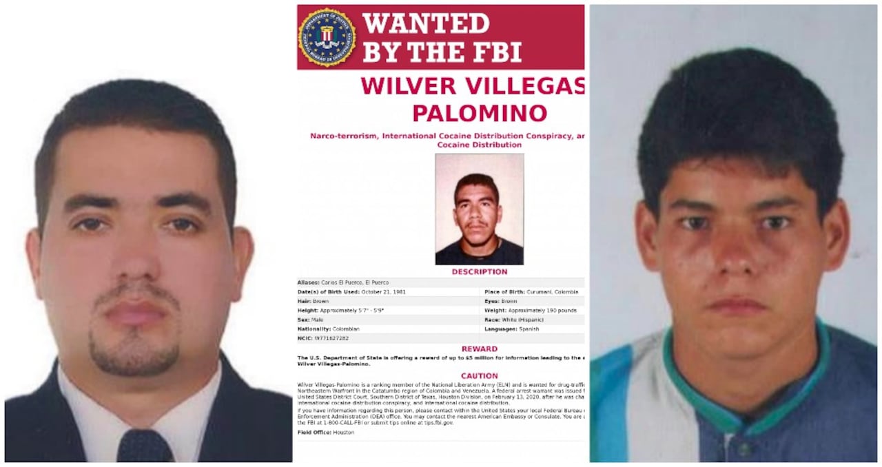 Wilver Villegas-Palomino, alias Carlos El Puerco, y otros dos narcoelentos buscados por Estados Unidos