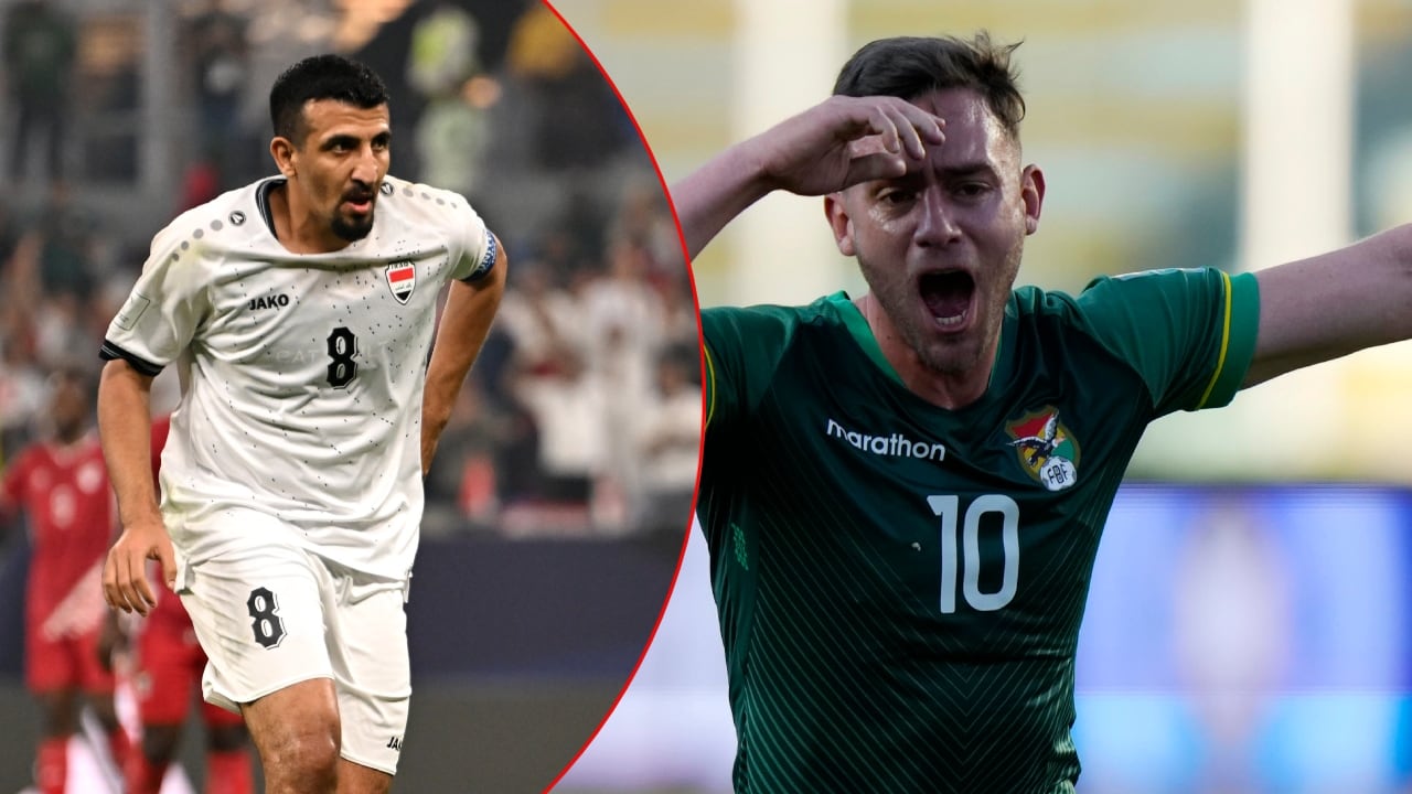 Jugadores de Irak y Bolivia.