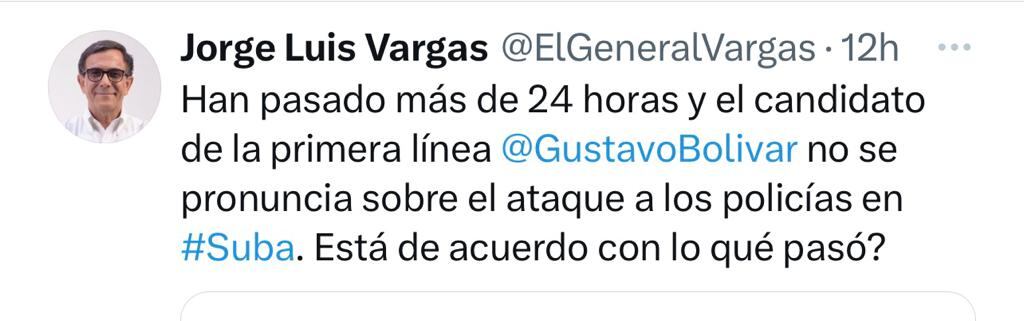 Trino del candidato a la Alcaldía de Bogotá, Jorge Luis Vargas.