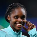 SYDNEY, AUSTRALIA - JULY 30: Linda Caicedo of Colombia smiles during warm up prior to prior to the FIFA Women's World Cup Australia & New Zealand 2023 Group H match between Germany and Colombia at Sydney Football Stadium on July 30, 2023 in Sydney / Gadigal, Australia. (Photo by Justin Setterfield/Getty Images)