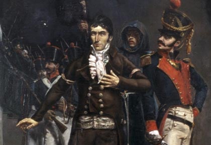 CALDAS RUMBO AL PATÍBULO
El sabio fue fusilado en el Colegio del Rosario por su compromiso con la Independencia