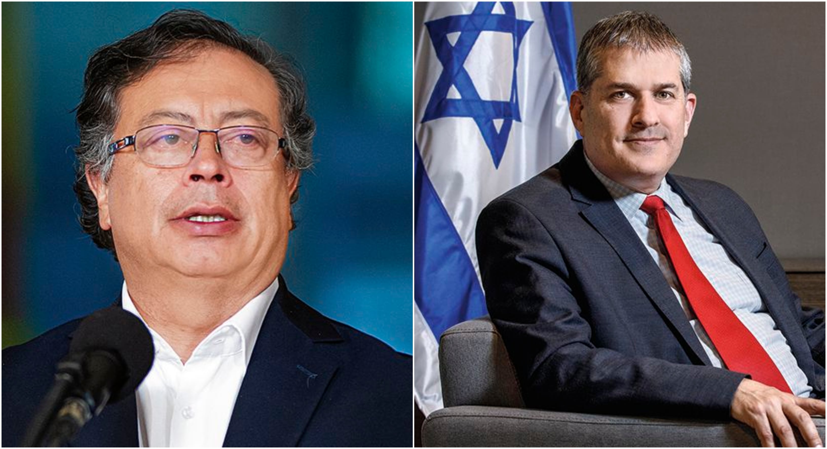 Presidente Gustavo Petro y el embajador de Israel en Colombia Gali Dagan