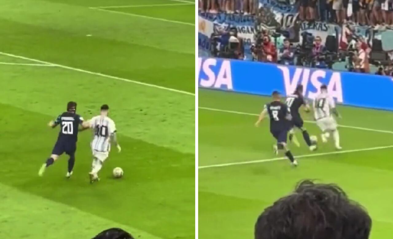 Lionel Messi en la jugada del tercer gol de Argentina.