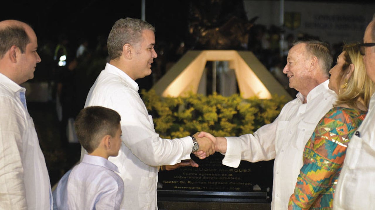 El presidente Duque estuvo en abril en Barranquilla en la inauguración de la nueva sede de la universidad, junto con su rector y mentor Rodrigo Noguera.