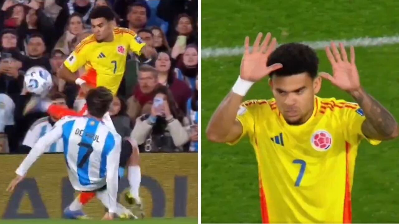 La pintura de Luis Díaz que dejó tirado a Rodrigo De Paul en el Argentina vs. Colombia.