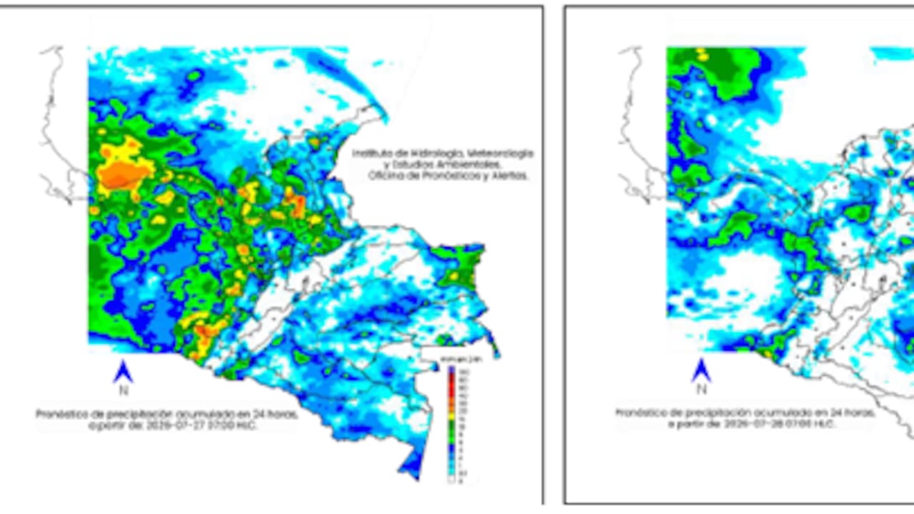 Mapa climatológico del lunes 27 y martes 29 de julio.