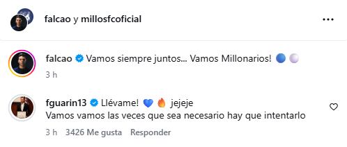 Mensaje de Freddy Guarín a Falcao García