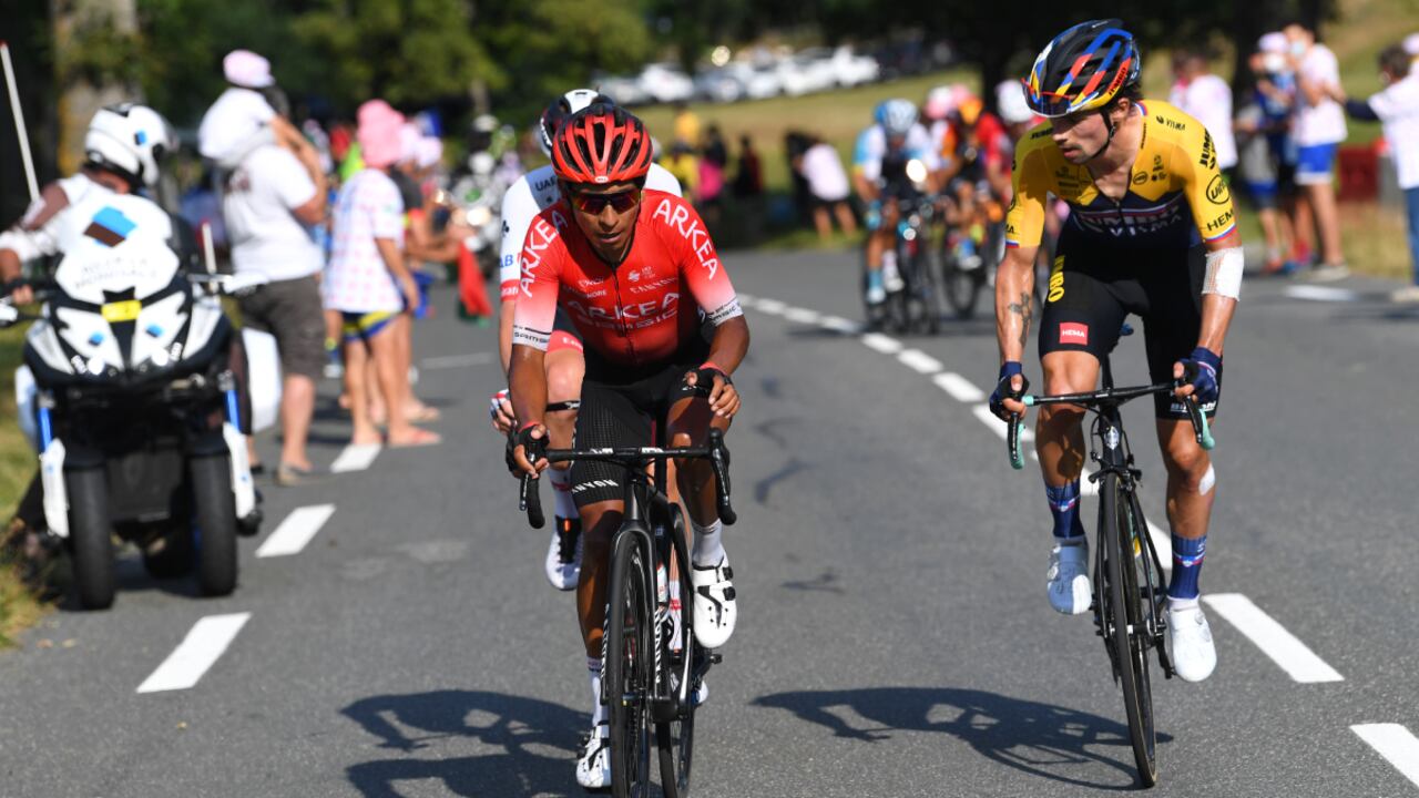 LOUDENVIELLE, FRANCE - SEPTEMBER 05: Nairo Quintana Rojas of Colombia and Team Arkea - Samsic / Primoz Roglic of Slovenia and Team Jumbo - Visma / during the 107th Tour de France 2020, Stage 8 a 141km stage from Cazères-Sur-Garonne to Loudenvielle / #TDF2020 / @LeTour / on September 05, 2020 in Loudenvielle, France. (Photo by Getty Images/Tim de Waele)