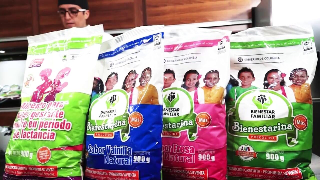 La bienestarina que se da a los niños bajo protección del Instituto Colombiano de Bienestar Familiar es un alimento precocido a base de una mezcla de cereales, leguminosa y leche entera en polvo, con vitaminas y minerales y ácidos grasos esenciales de fácil preparación.