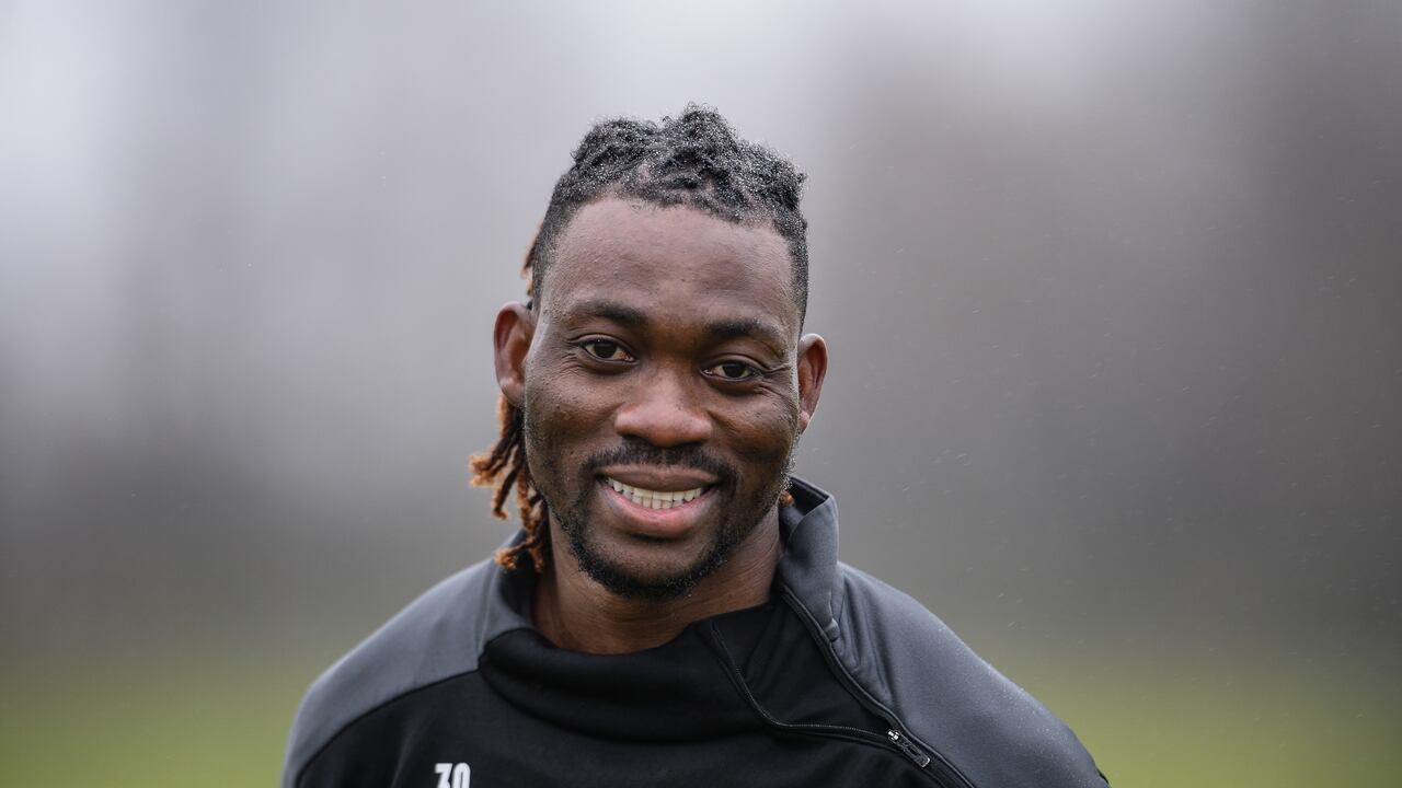 NEWCASTLE UPON TYNE, ENGLAND - JANUARY 28: Christian Atsu during the Newcastle United Training Session at the Newcastle United Training Centre on January 28, 2021 in Newcastle upon Tyne, England. (Photo by Serena Taylor/Newcastle United via Getty Images)