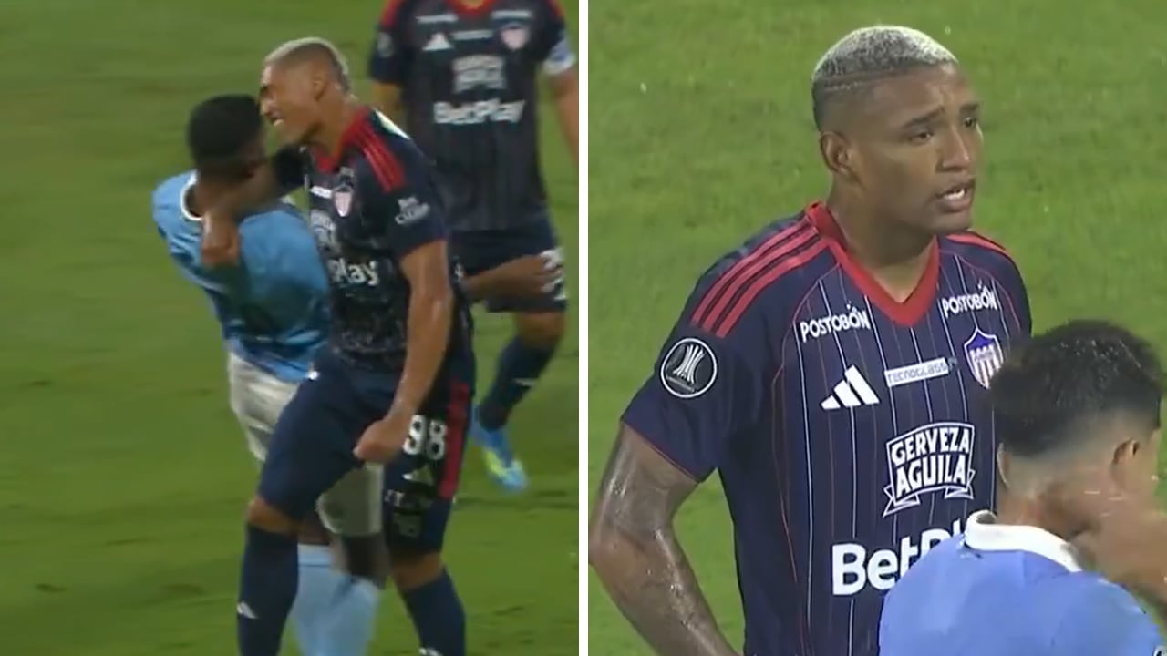 La expulsión de Jermein Peña en juego de Junior ante Sporting Cristal.