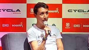 Egan Bernal en la presentación de su Gran Fondo, a disputarse en Bogotá.