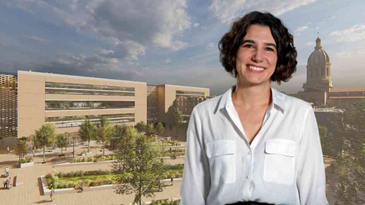 Úrsula Ablanque, gerente general de la Empresa de Renovación Urbana (ERU) y quien está al frente de las licitaciones. Foto: León Darío Peláez. Render: Cortesía prensa ERU.