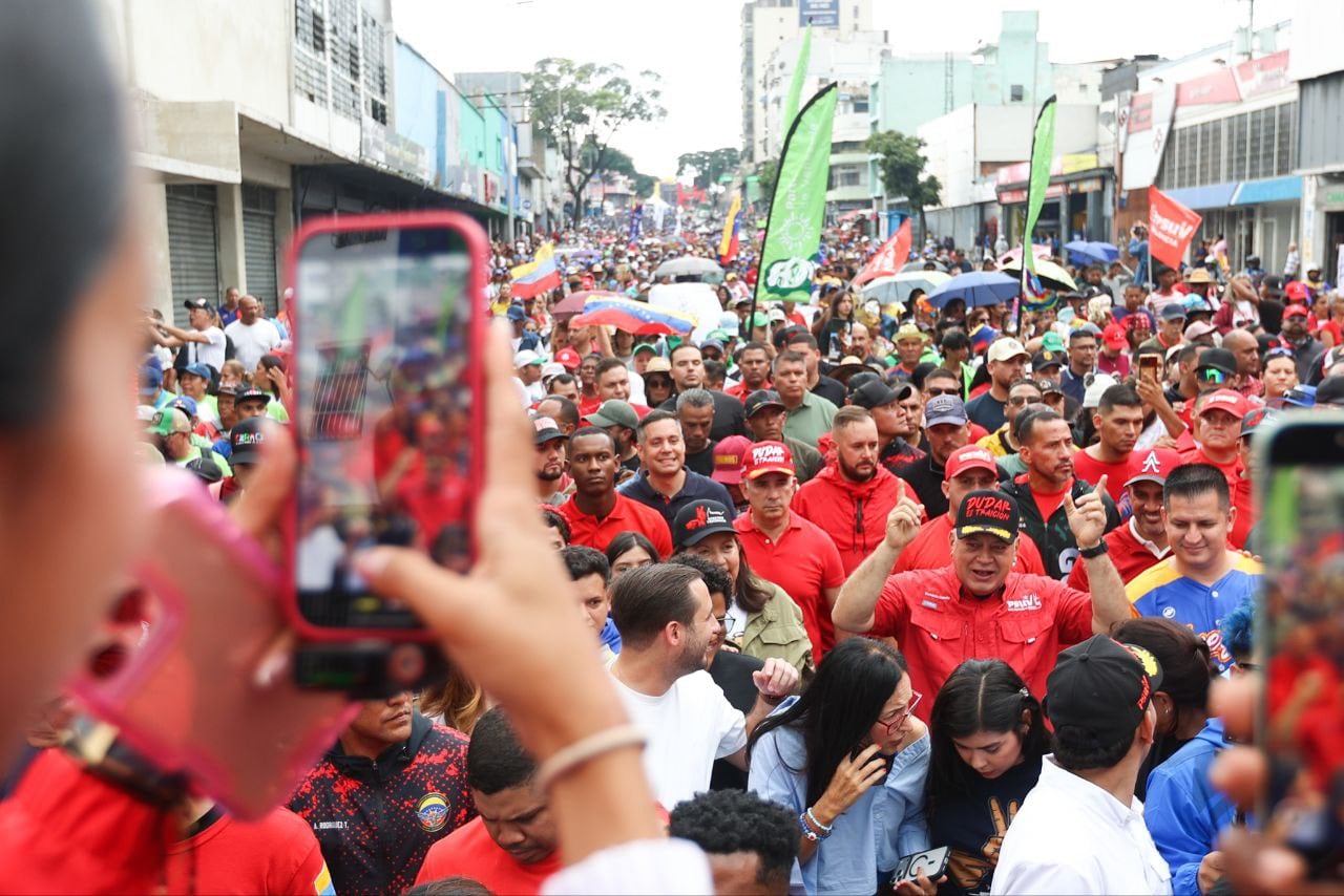 Diosdado Cabello durante una manifestación en Caracas