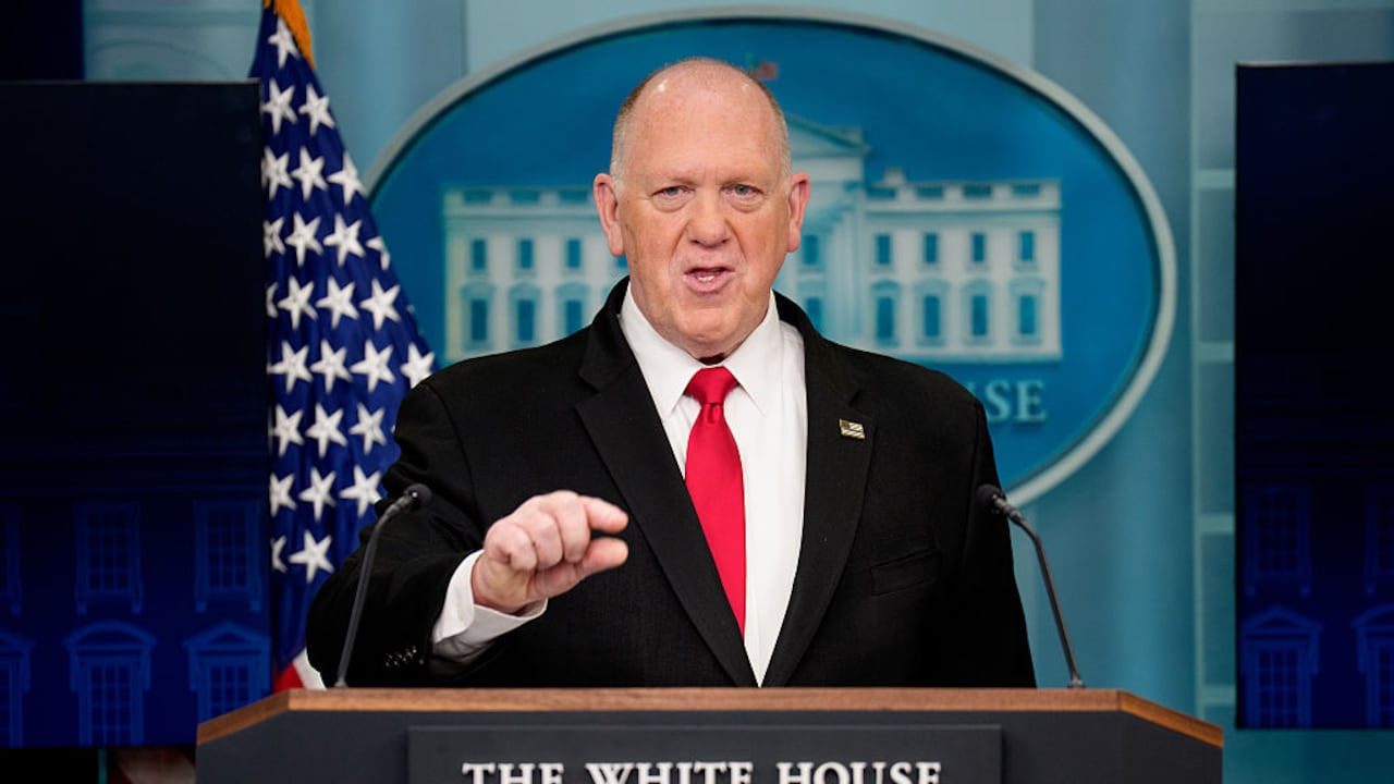 WASHINGTON, DC - APRIL 28: White House border czar Tom Homan speaks during the daily press briefing in the Brady Press Briefing Room at the White House on April 28, 2025 in Washington, DC. Wednesday of this week will mark the first 100 days of U.S. President Donald Trump's second term. (Photo by Andrew Harnik/Getty Images)