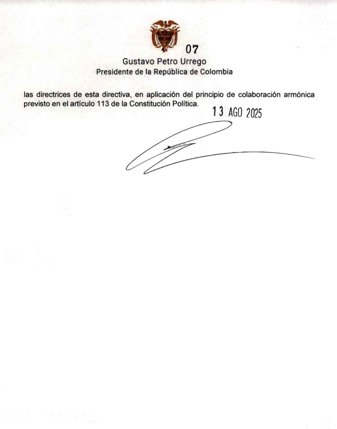 Directiva presidente Gustavo Petro
