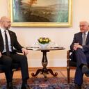 El primer ministro de Ucrania Denys Chmygal se reunión en Berlín con el presidente de Alemania Frank-Walter Foto: Twitter @Denys_Shmyhal