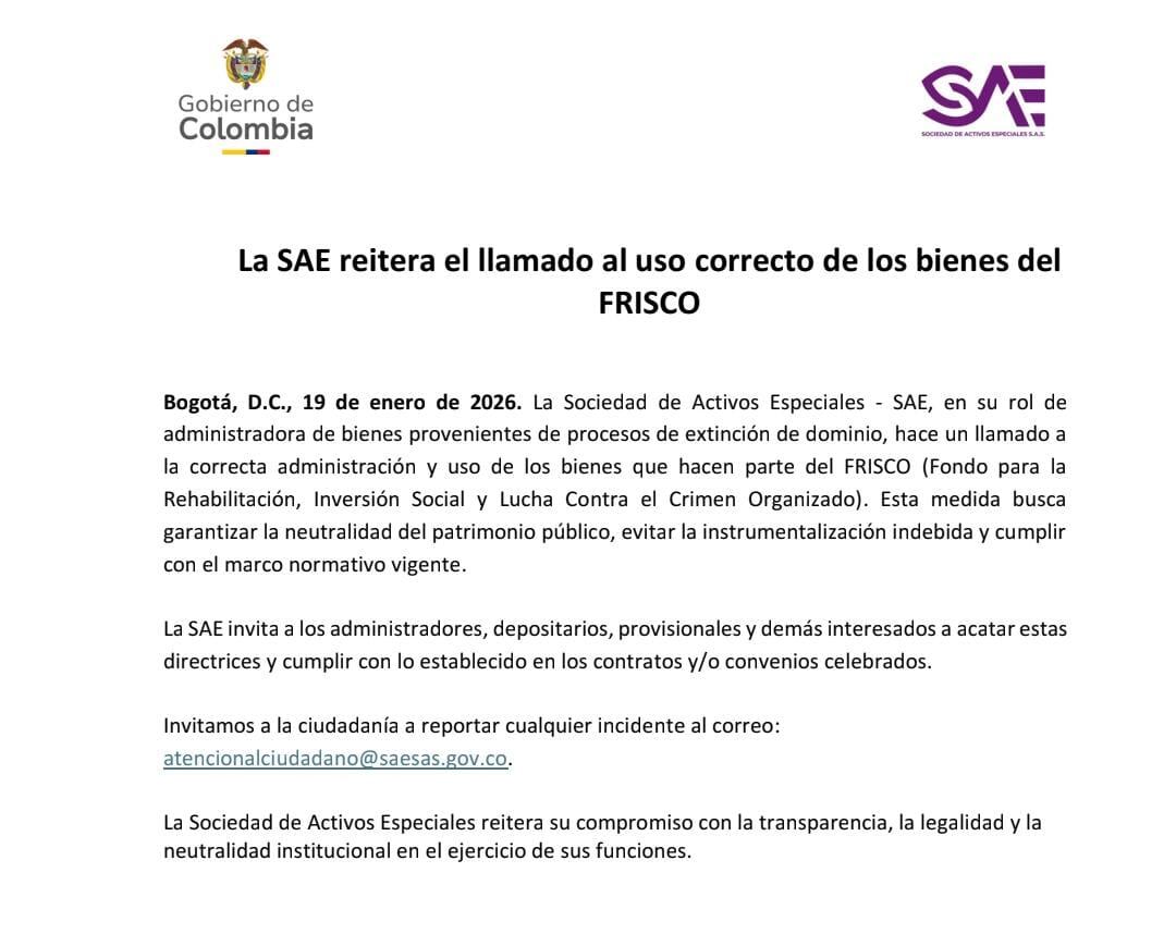 Comunicado de la SAE.