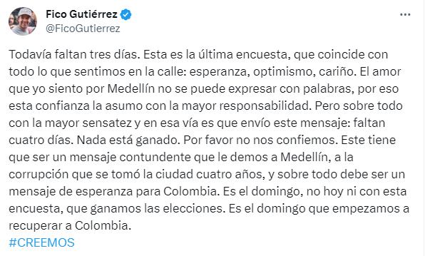 Federico Gutiérrez encuesta.