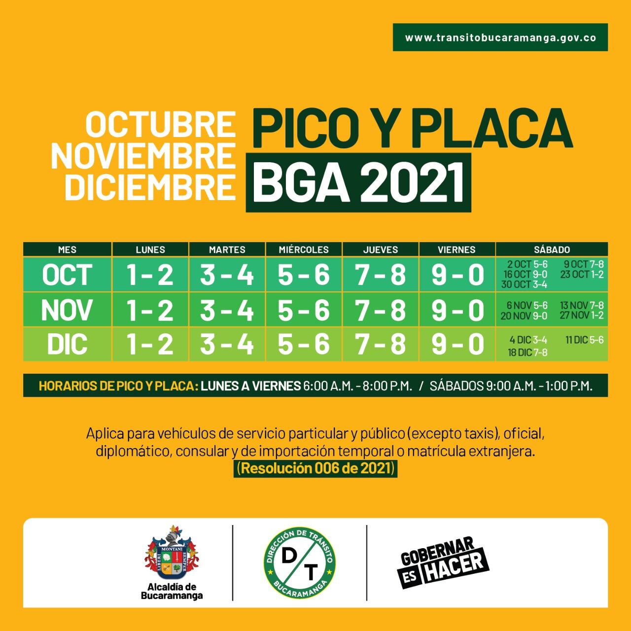 ¡Pilas! Este viernes rotará la medida de pico y placa en Bucaramanga