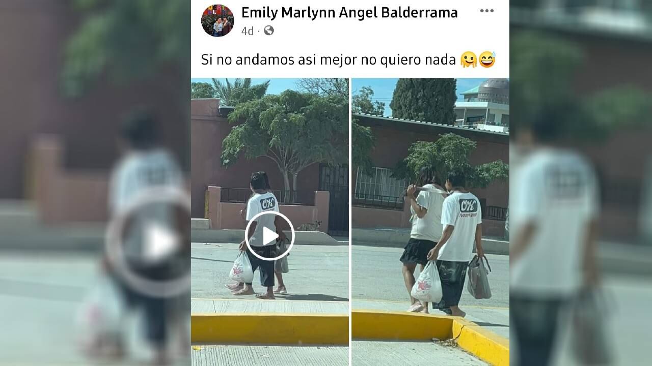 Polémica en redes sociales por mujer que lleva a su esposo con una correa.