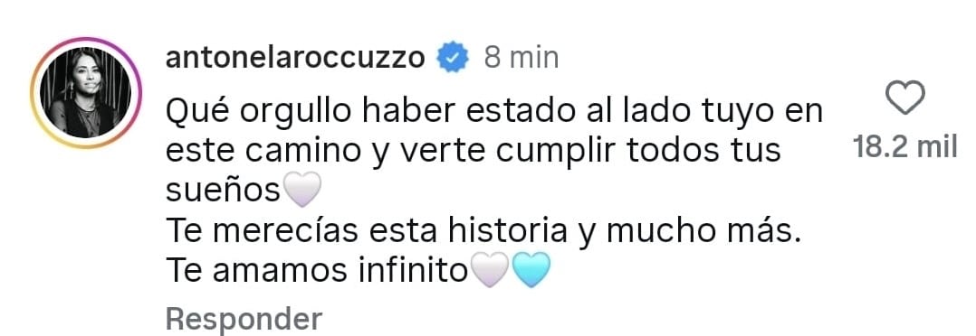 Mensaje de Antonela Rocuzzo en la publicación de retiro de Lionel Messi.