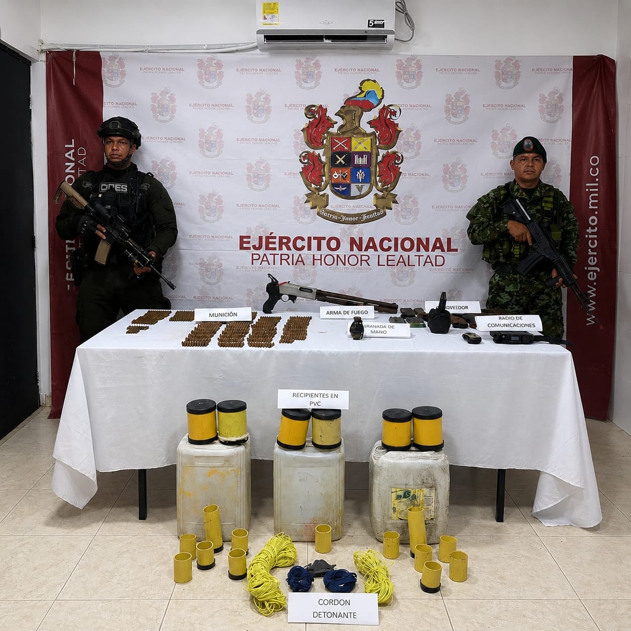 Material encontrado en depósito de armas en Remedios, Antioquia.
