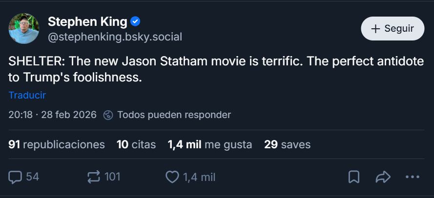 Stephen King también se ha destacado por compartir sus opiniones sobre el cine y las series.