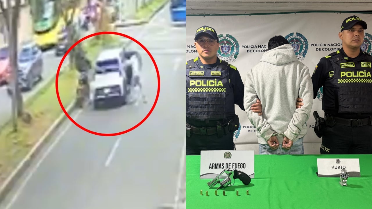 El momento en el que intentan cometer el robo y el sujeto que fue detenido.