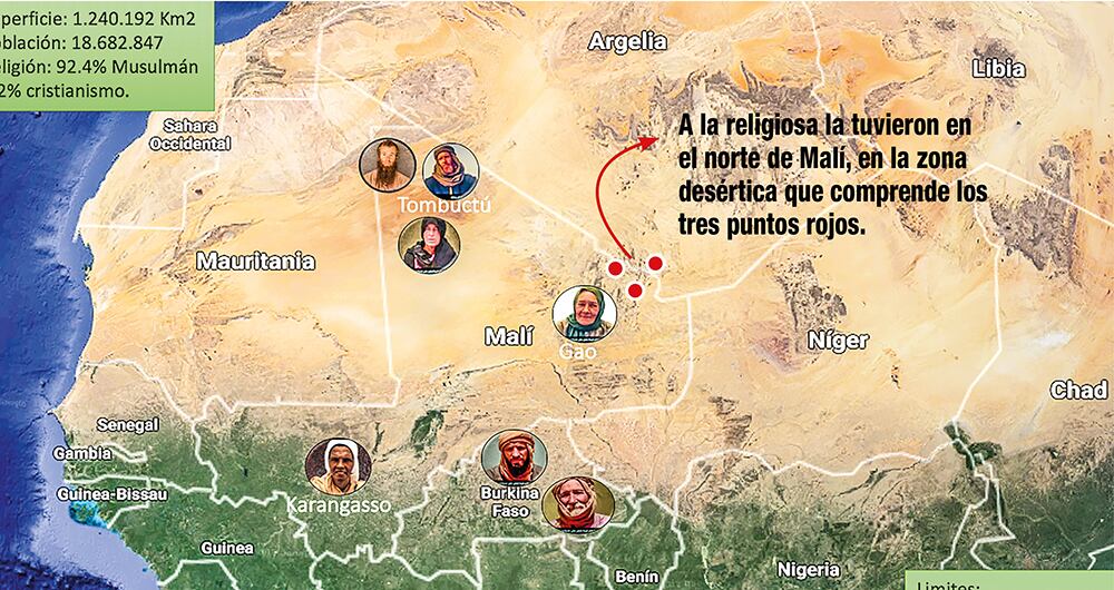  Los rostros que aparecen en la imagen pertenecen a otros secuestrados que estuvieron con Gloria Narváez. 