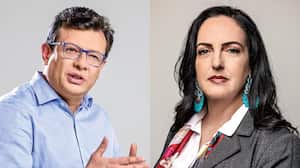 Hollman Morris, gerente de RTVC y la senadora María Fernanda Cabal.