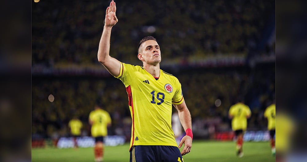    Rafael Santos Borré anotó el gol de Colombia en el Metropolitano de Barranquilla.  