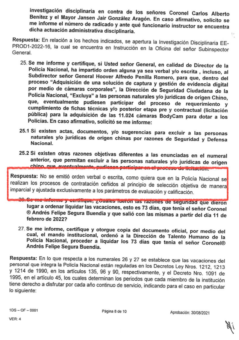 SEMANA conoció nuevas pruebas que demostrarían la presunta injerencia de altos mandos de la Policía en un multimillonario proyecto para dotar de bodycams a los uniformados de la institución.