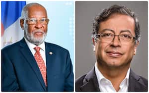 El ministro de Exteriores de Haití, Jean Victor Généus, y el presidente Gustavo Petro.