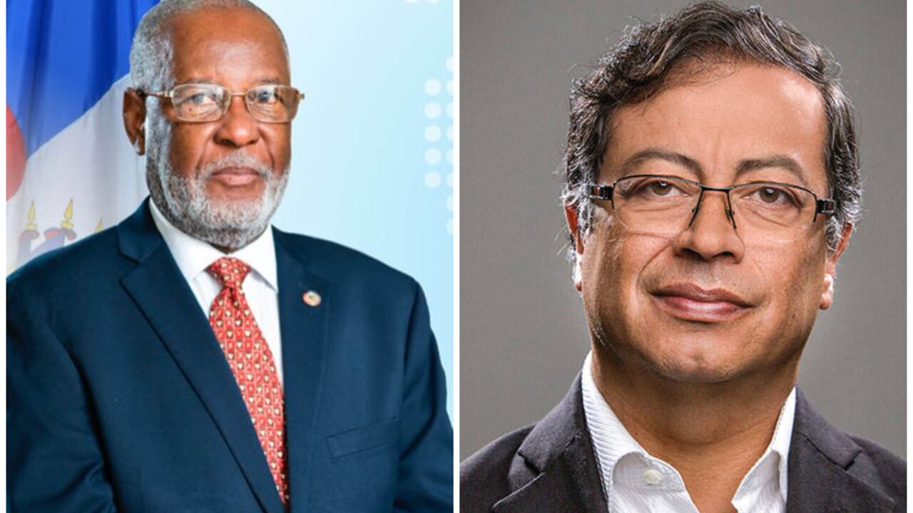 El ministro de Exteriores de Haití, Jean Victor Généus, y el presidente Gustavo Petro.