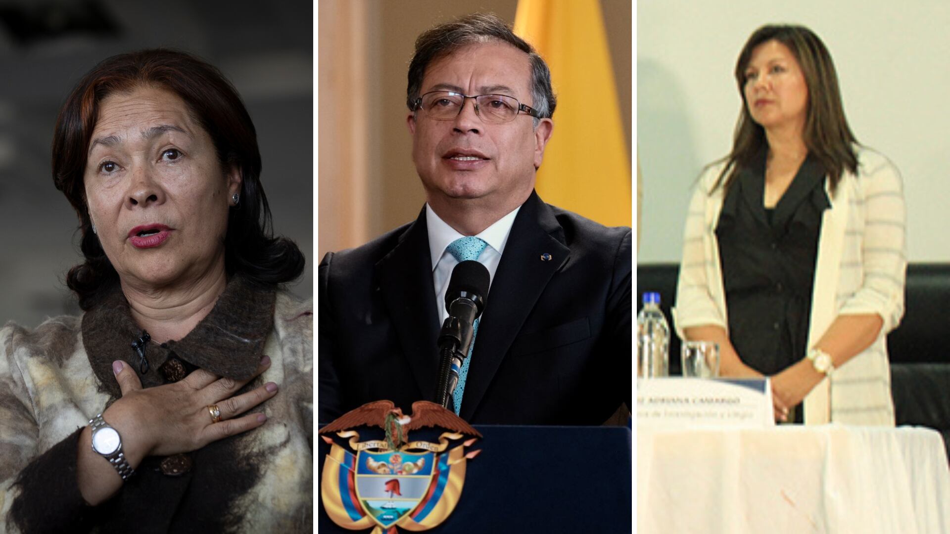 Amparo Cerón, Gustavo Petro y Luz Adriana Camargo.