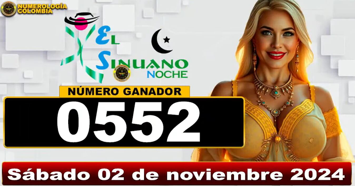 En el sorteo número 12440 de la Lotería de Sinuano Noche, realizado el 2 de noviembre de 2024, el número 0552 fue el gran ganador del premio mayor de $1.500 millones.