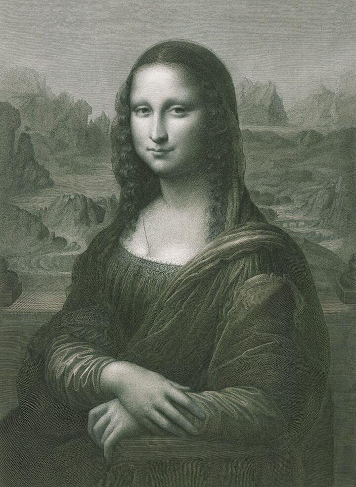 'La Gioconda', Luigi Antoine Calamatta a partir de una obra de Leonardo da Vinci, 1857 - S.XIX, Buril, Calcografía Regia (Roma, Italia).