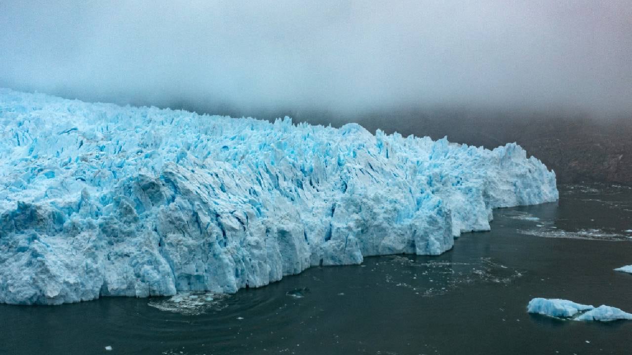 Vista aérea del glaciar San Rafael en la región de Aysén, sur de Chile, el 13 de febrero de 2022.