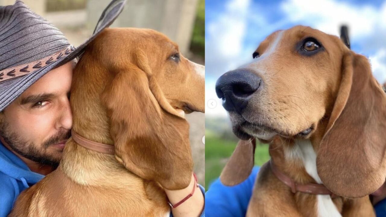 Sebastián Caicedo junto a su perro Capuchino.