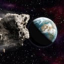 Representación 3D de un gran asteroide peligroso que amenaza con impactar el planeta Tierra. Foto: Getty Images.